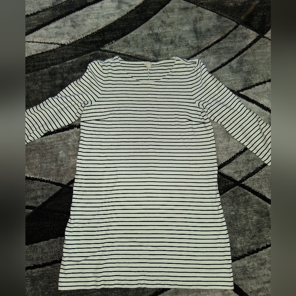 EUC J Crew Size Large Black & White Striped 3/4 Length Sleeve Dress!! - Picture 4 of 12
